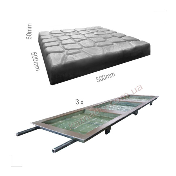 Форма для тротуарной плитки, камень, тройная, 500х60мм